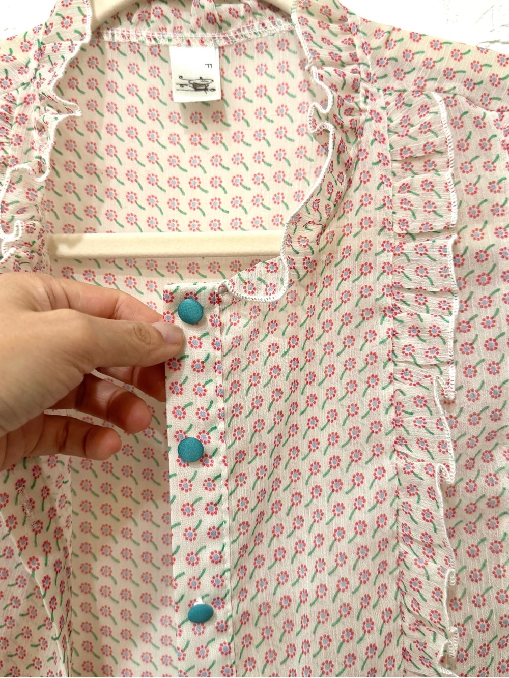 Vintage-Inspired Floral Ruffle Peplum Blouse Cottagecore Tie Back Top S - Picture 3 of 8